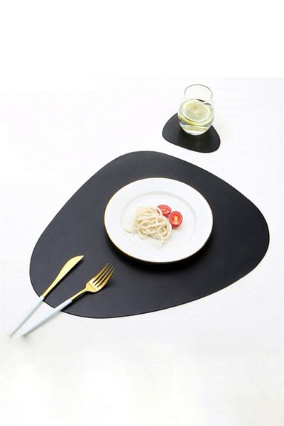 ASENA DESİGN Placemat Leather Black 12 Pieces