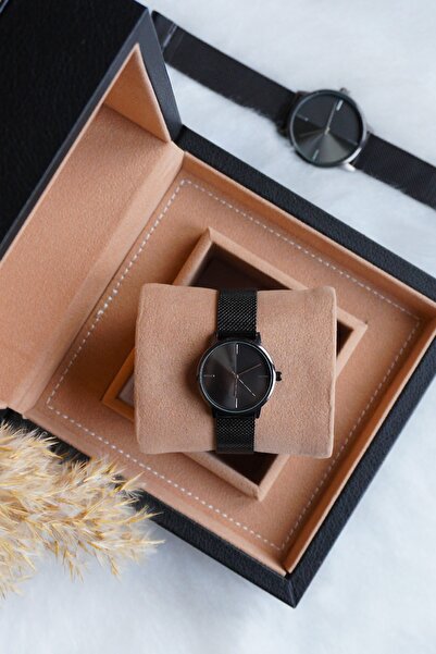 QUARTZ Women's Wristwatch Black Mesh Steel Cord Ladies Wristwatch