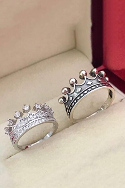 Sahira Jewelry Kral Ve Kraliçe Çift Taç Yüzük Ayarlanabilir Ölçü