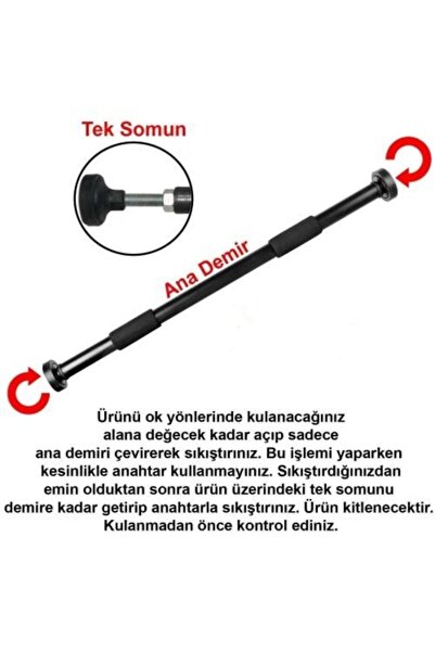 Leyaton Koridor Barfiksi Kapı Barfiksi Ayarlanabilir 95-125 cm