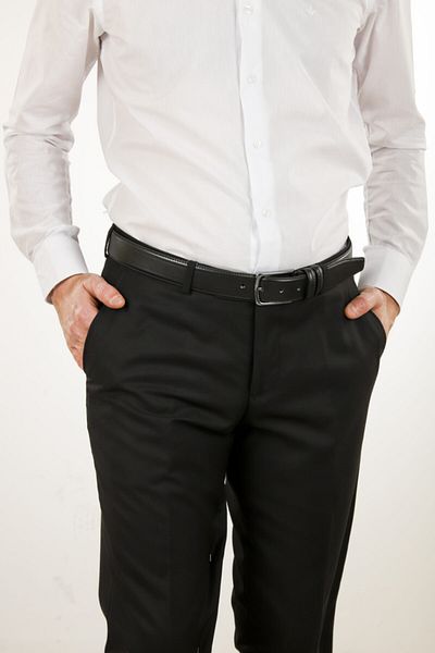 neowit Men's Black Slim Fit Fabric Trousers