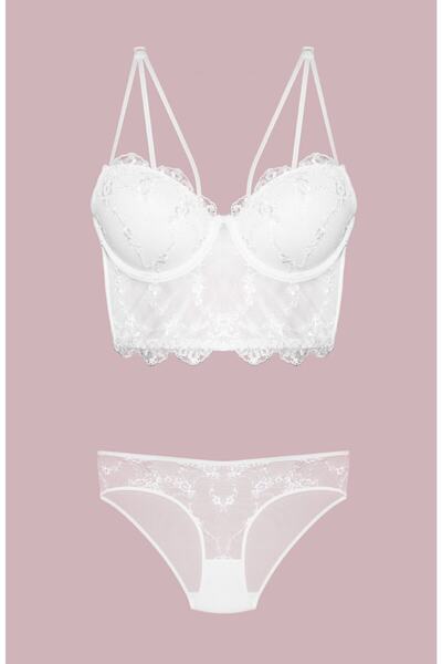 by İGP Ženski ecru podstavljeni push-up bralet, bustier grudnjak i set gaćica