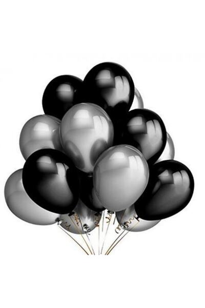 Ekin Süs 25 قطعة من البالونات المختلطة باللون الأسود والفضي