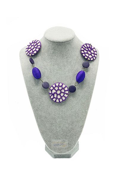 Dünyadan Hediyeler Singapore Purple Wooden Knitted Ethnic Necklace
