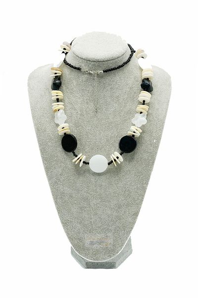 Dünyadan Hediyeler Singapore Black Beige Ethnic Necklace No:2