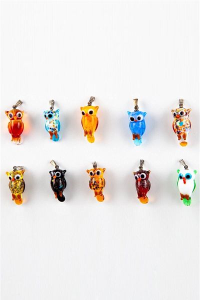 Dünyadan Hediyeler Murano Glass Owl Pendant Mini Handmade 1 Piece