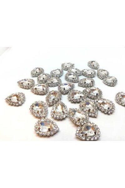 yiğit aksesuar 10x14 (1.4cm) Crystal Striped Case Planted Glass Stone White (20 Pieces)