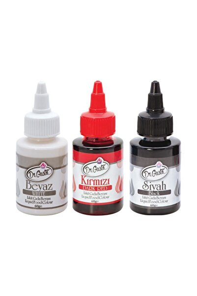 Dr. Gusto Dr Gusto Likit Gıda Boyası 3'lü Set Siyah-kırmızı-beyaz 60 gr