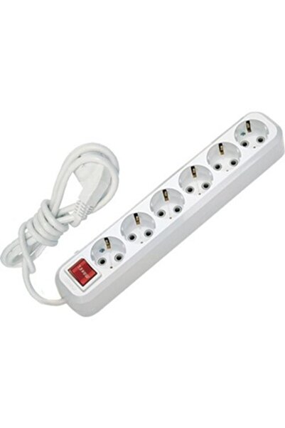 Genel Markalar 6'lı Ara Kablo Anahtarlı Topraklı Grup Priz (5 Metre)