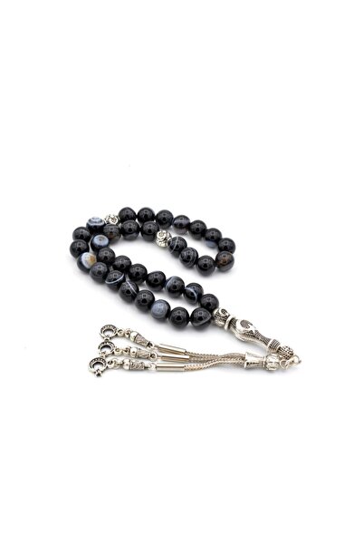 Murty99 Mărgele de rugăciune cu piatră de agat Black Eye pentru bărbați