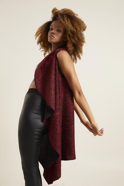 Quincey Women's Burgundy Boucle Vest