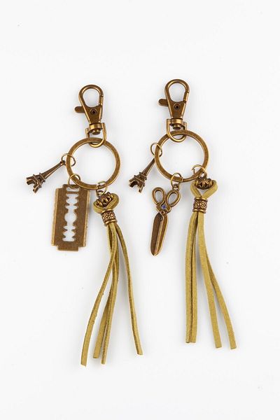 Dünyadan Hediyeler Double Eiffel Tower Leather Tasseled Keychain