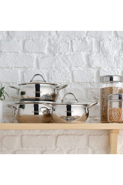 Emsan Cemre 6 Piece Midi Stainless Steel Cookware Set