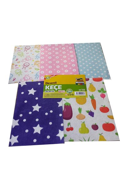 Nova Color 20x30 Cm Patterned Felt Set of 5