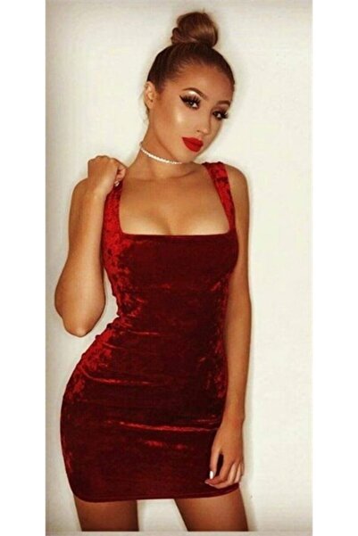 Secret Passion Lingerie Tknfashion فستان قصير من القماش المخملي المرن برقبة م...