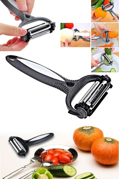 RoseRoi 3-Head Steel Peeler Peeler Chopper with Colorful Handle