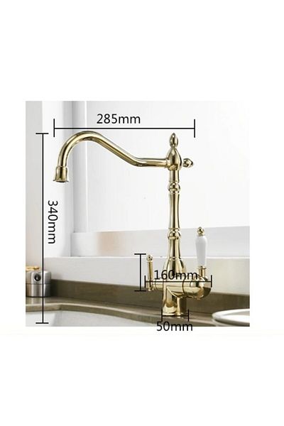 OEM Kitchen Sink Faucet Dual Flow Water Purification Outlet New Design Gold Imported