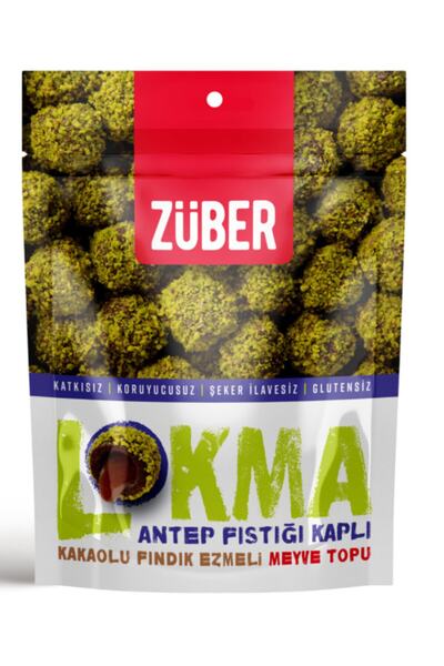 Züber Lokma Antep Fıstığı Kaplı Kakaolu Fındık Ezmeli Meyve Topu