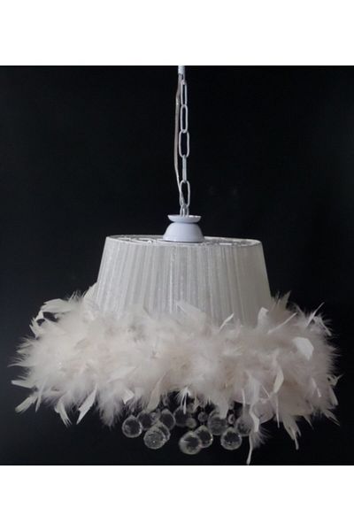 TEKAY AYDINLATMA Cream Feather Stone Chandelier Bedroom Chandelier