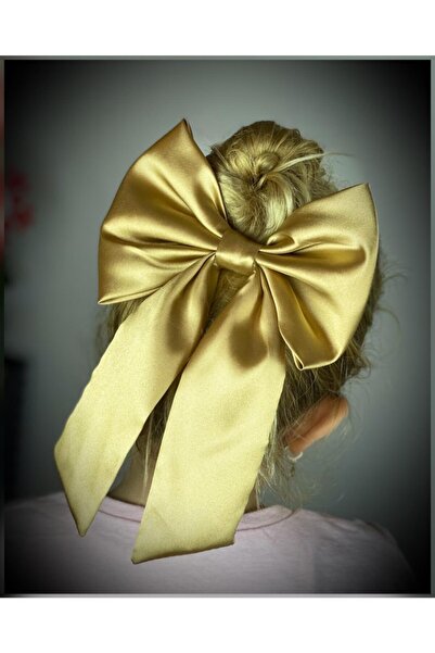 QUEEN AKSESUAR Custom Large Luxury Satin Bow Gold Gold Automatic Clip Buckle Women and Children