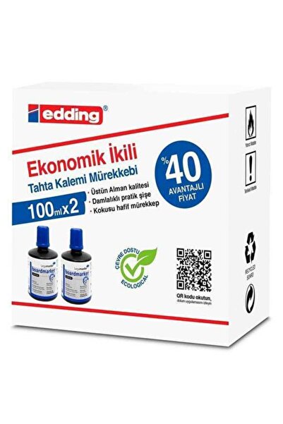 Edding Tahta Kalemi Mürekkebi 100ml 2li Kutu Siyah