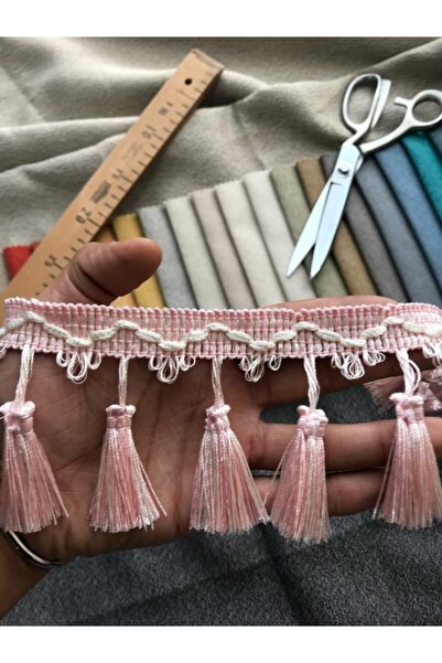 Saççax Exclusive Pembe Renk Perde Püskülü Makine Saçak
