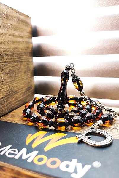 Memoody Alpaka Püsküllü Ateş Mercan Sürmeli Sıkma Toz Kehribar Erkek Tesbih