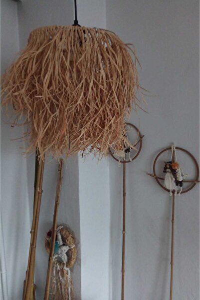 ERZAHOME El Işi Dekoratif Doğal Rafya Avize