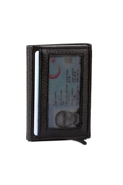Nobbystar Mechanical Card Holder Leather Wallet