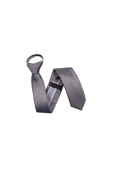 PROKRAVAT Men's Gray Eyelet Patterned Zippered Tie