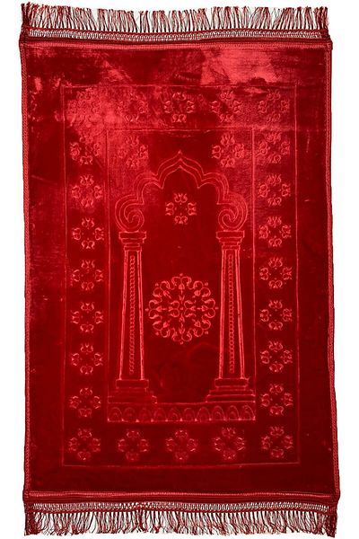 ABCTEXTİL Plain Red Thick Plush Prayer Rug
