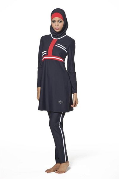 Adasea Costum de baie alb Hijab de lungime întreagă pentru femei