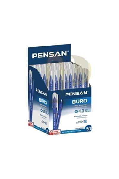 Pensan علبة أقلام حبر جاف مكتبية 50 قطعة باللون الأزرق