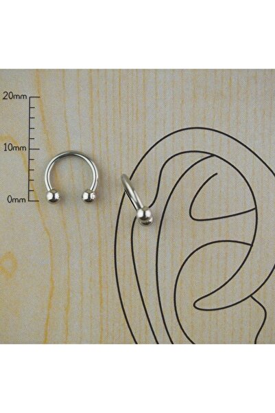 Genel Markalar Gümüş Cerrahi Çelik Kıkırdak - Tragus - Dudak - Burun - Septum Piercing 8 Mm