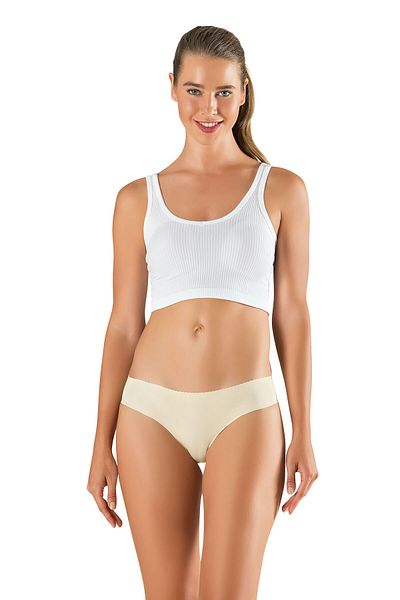 MODANTY Women's Beige 3-Piece Laser Cut Slip Panties
