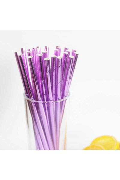 Partimarka Purple Metallic Party Straws