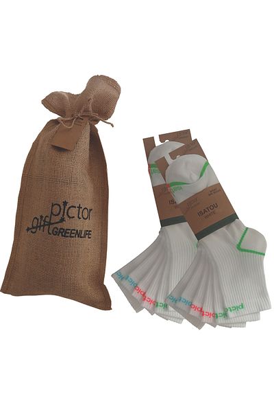 Pictor Gift Isatou White 6 Pairs Recycled Organic Sports Running Socks