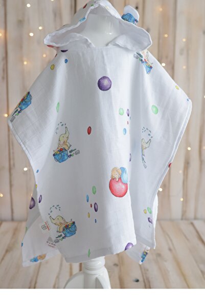 MAMMA VIA BABY Baby White Muslin Poncho 60Cmx68Cm