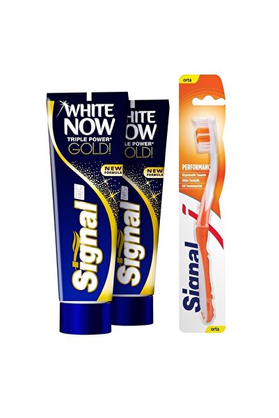 Signal White Now Gold Anında Beyazlık Diş Macunu 75 ml X2  Performance Orta Diş Fırçası