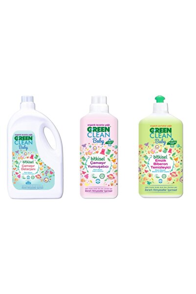 Green Clean Bitkisel Baby Deterjan 2750 ml Baby Yumuşatıcı 1000 ml Baby Emzik...