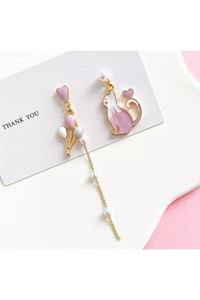 HOSBUTIK Colorful Asymmetric Cat Earrings