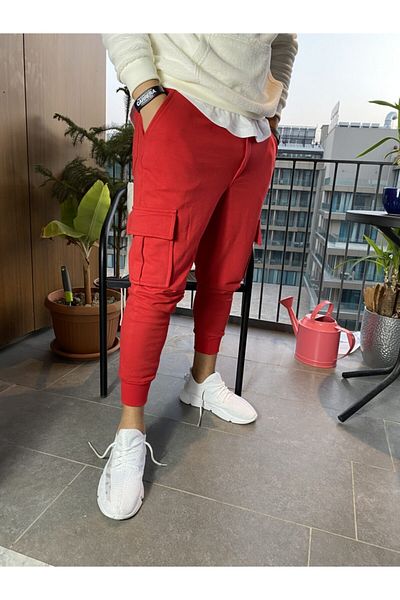 AUST GİYİM Aust Men's Clothing Cargo Pocket Style Men's Sweatpants