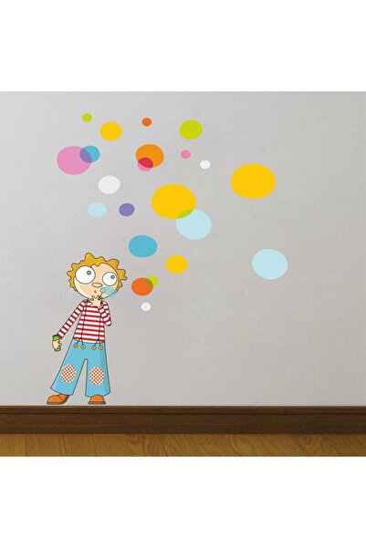 KT Decor Set de autocolante de perete pentru camera copiilor cu bule veselă