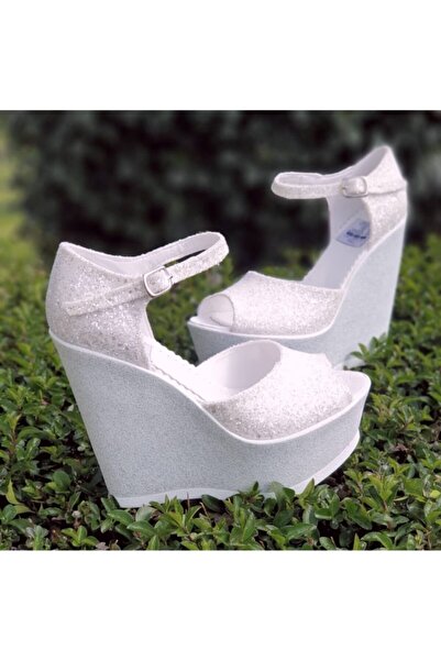 Ayakkabı Tutkusu Stilo ® 15cm Gelin Ayakkabısı Işıltılı Simli Taban Hafif Ve Rahat