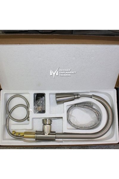 MYM Mermer Yapı Market Tasarım Fountain Nickel Color Sink Faucet - With Hose