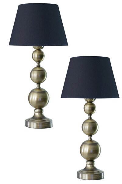 Vinner Eskitme Kaplama Üçlü Küre Modern Metal Abajur - Siyah Başlık (iki Adet)