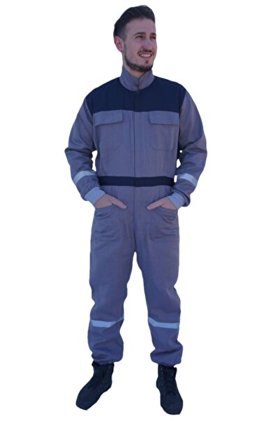 Uniprom İş Tulumu Boy Tulum Mevsimlik Gri Lacivert