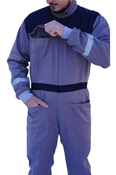 Uniprom İş Tulumu Boy Tulum Mevsimlik Gri Lacivert