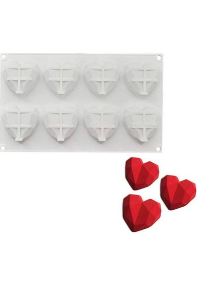 PASTRY PLANET 8 Piece Diamond Heart Silicone Mold