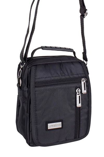 SEVENTEEN Men's Black Multi-Eye Strap Handbag 3460